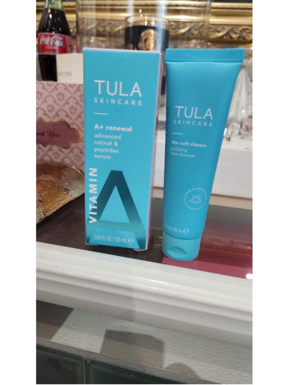 Tula Skincare Renewal Serum and The Cult Classic Purifying Face Cleanser
